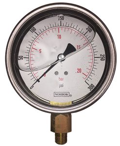 Manómetro Dial 4" en PSI, conexión 1/4"NPT inferior ,internos bronce