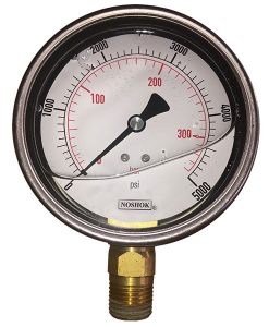 Manómetro Dial 4" en PSI, conexión 1/2"NPT inferior ,internos bronce