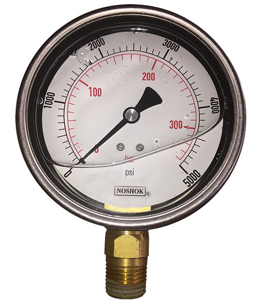 Manómetro Dial 4" en PSI, conexión 1/2"NPT inferior ,internos bronce