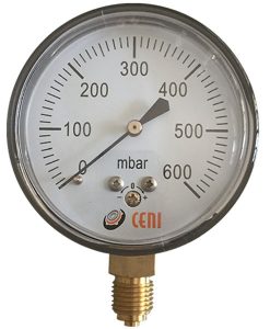Manómetro dial 2-1/2"; mbar, 1/4" BSP inferior